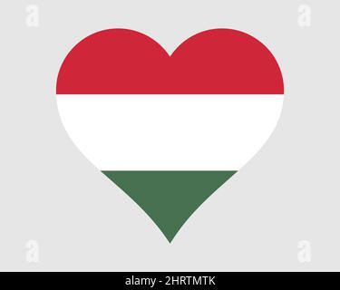 Hungary Heart Flag. Hungarian Love Shape Country Nation National Flag. Hungary Banner Icon Sign Symbol. EPS Vector Illustration. Stock Vector