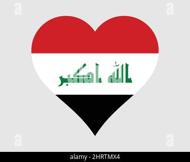 Iraq Heart Flag. Iraqi Love Shape Country Nation National Flag. Republic of Iraq Banner Icon Sign Symbol. EPS Vector Illustration. Stock Vector