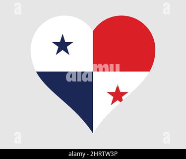 Panama Heart Flag. Panamanian Love Shape Country Nation National Flag. Republic of Panama Banner Icon Sign Symbol. EPS Vector Illustration. Stock Vector