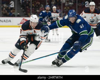 Zach Hyman of the Edmonton Oilers skates against the Vancouver