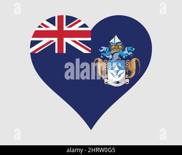 Tristan da Cunha Heart Flag. Tristanian Love Shape Flag. Saint Helena, Ascension and Tristan da Cunha Banner Icon Sign Symbol Clipart. EPS Vector Illu Stock Vector