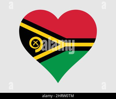 Vanuatu Heart Flag. Vanuatuan Love Shape Country Nation National Flag. Republic of Vanuatu Banner Icon Sign Symbol. EPS Vector Illustration. Stock Vector