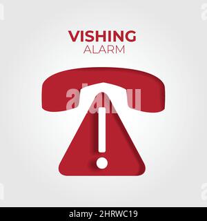 Vishing Alert. Icon of a phone in alarm status due to fraudulent call attacks Stock Vector