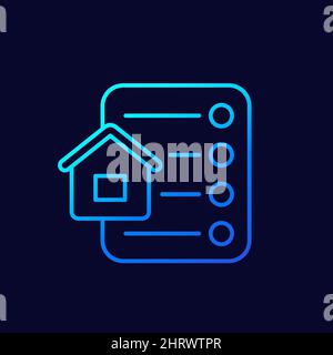 house and checklist linear vector icon Stock Vector