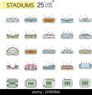 Set of different stadium icons side view Vector Stock Vector