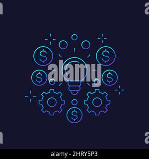 innovations and fintech icon, vector line art Stock Vector