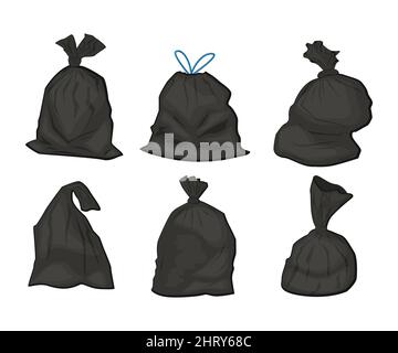 Set of Black plastic garbage bags vector illustration Stock Vector