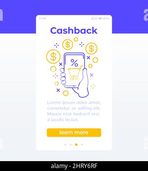 Cashback banner, vector design with line icon Stock Vector