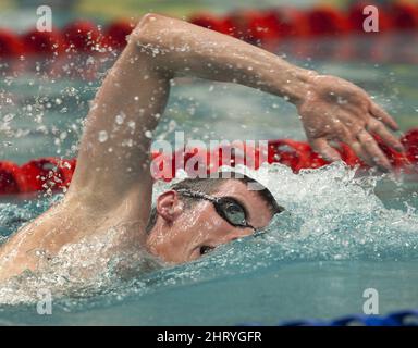 Canada's Ryan Cochrane swims to a gold medal for the men's 1500M freestyle swimming event Saturday, October 9, 2010 at the 2010 Commonwealth Games in New Delhi, India..THE CANADIAN PRESS/Ryan Remiorz