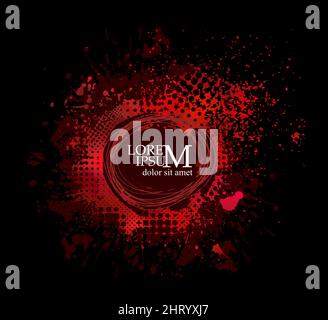 Round frame of red blots. Vector illustration Stock Vector