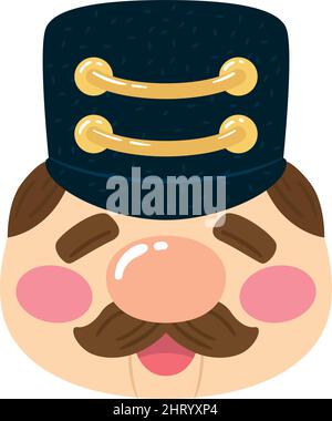 Nutcracker face Tin soldier cartoon kawaii Christmas season Vector Stock Vector