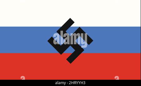 Swastika Sign on Russian Flag Illustrator. Flat Design . Vector illustration Stock Vector