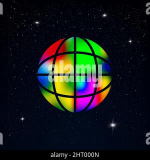 colorful globe with starry design vcetor illustration. Stock Vector