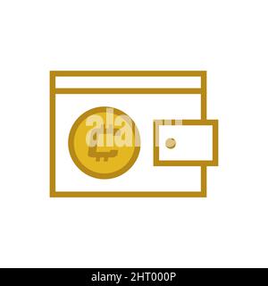 line icon coin wallet cryptocurrency isolated on white background. Stock Vector