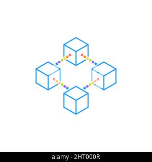 line icon cube with dots design vector illustration. Stock Vector