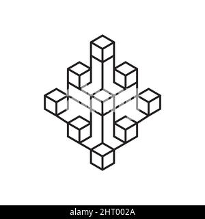 line icon interconnected hexagonal design vector illustration. Stock Vector