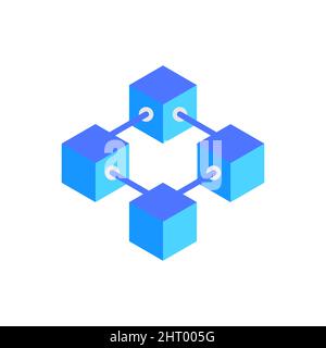blockchain system interconnected data icon vector illustration. Stock Vector