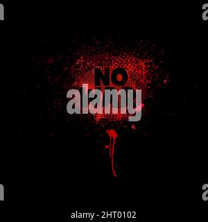 The concept of preventing war. The black text No to war is written on the blood prints. Vector illustration isolated on black background. Stock Vector
