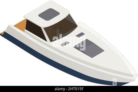 Yachting isometric composition with isolated image of cutter boat on blank background vector illustration Stock Vector
