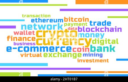 cryptocurrency keyword text design vector. Stock Vector