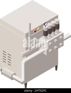 Milk production isometric composition with isolated image of industrial facility on blank background vector illustration Stock Vector