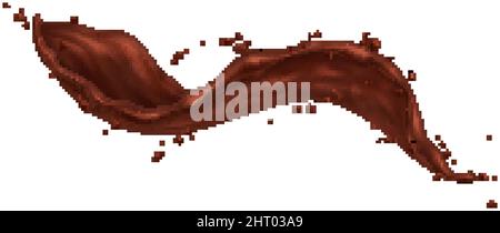 Chocolate splashes realistic composition with isolated image of spluttering brown liquid on blank background vector illustration Stock Vector