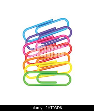 Stationery realistic composition with isolated image of colorful paper clips on blank background vector illustration Stock Vector