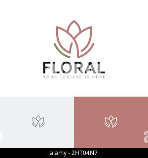 Elegant Lotus Flower Floral Blossom Abstract Line Logo Stock Vector