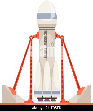 Mars colonization composition with image of rocket on pad ready for launch vector illustration Stock Vector