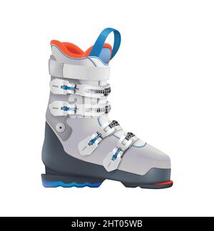 Ski snowboard equipment realistic composition with isolated image of boot on blank background vector illustration Stock Vector