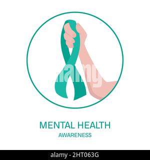 Mental health awareness ribbon, conceptual illustration