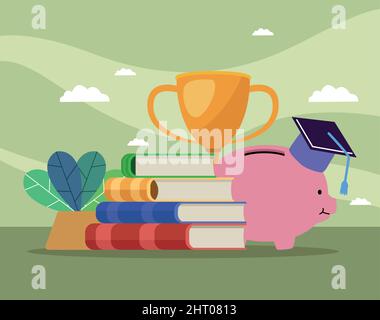 books and loans icons Stock Vector