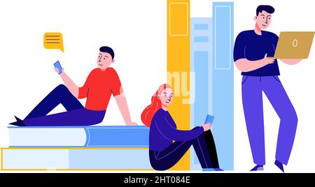 Online education concept 4 flat compositions with adult development courses training personal coach learning isolated vector illustration Stock Vector
