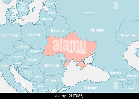 Map illustrations of Ukraine, Russia and neighboring countries ( Japanese) Stock Vector