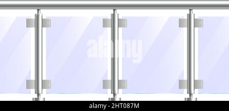 Balcony fence railing composition with realistic front view image of decorative forged style fence isolated vector illustration Stock Vector