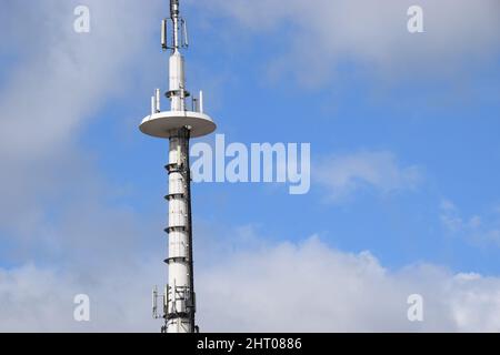 Telecommunications transmission tower Stock Photo