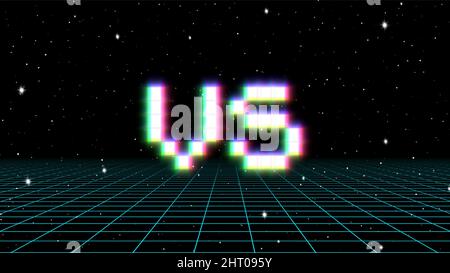 Versus sign with arcade game style with pixel letters over synthwave ...