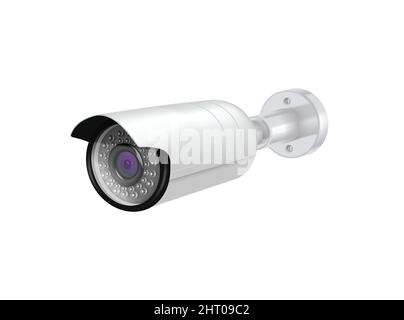 Wall security camera on white background realistic vector illustration Stock Vector