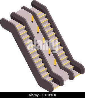 Isometric empty subway escalator on white background 3d vector illustration Stock Vector