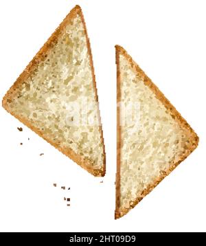 Two realistic triangular slices of wheat bread for sandwiches isolated vector illustration Stock Vector