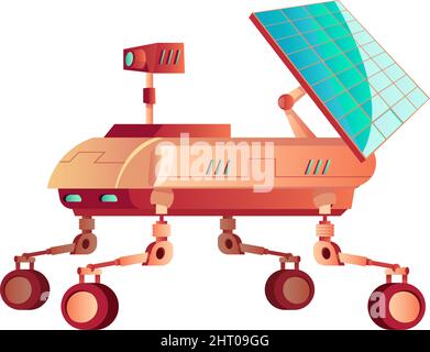 Exploration rover vehicle with solar panel flat icon vector illustration Stock Vector