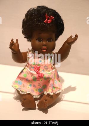 New York New York USA. 25th Feb 2022. A view of a BABY NANCY doll ca.1968 on display at the New York Historical Society s new exhibition of Black Dolls which explores race