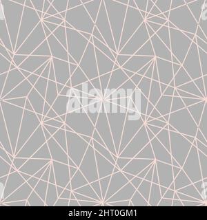 modern mosaic seamless pattern with pastel color abstract triangles and thin lines. Stock Vector