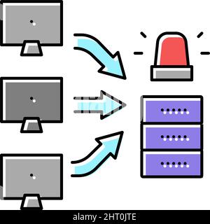 ddos attacks color icon vector illustration Stock Vector