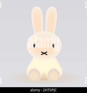 Cute Rabbit Bunny Easter Simple Vector Cartoon Stock Vector