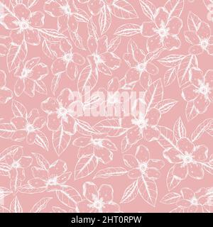 Lovely hand drawn cherry blossoms seamless pattern, sakura background, great for textiles, banners, wallpapers, wrapping - vector design Stock Vector