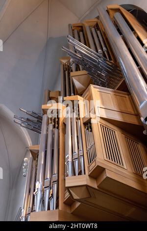 large pipe organ by the German organ builder Johannes Klais of Bonn, Hallgrímskirkja church, Reykjavik, Iceland Stock Photo