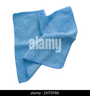 Cleaning: Drop Cloth blue microfiber cloth Isolated on White Background Stock Photo