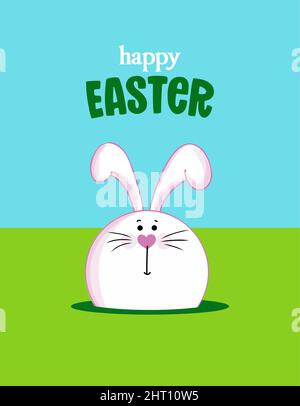 Happy Easter - Cute Easter Bunny hiding on the hare. Good for Happy Easter invitations, poster or t-shirt textile graphic design. Vector hand drawn il Stock Vector