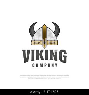 Viking Armor Helmet logo design, symbol, template, sport vector vintage design Stock Vector